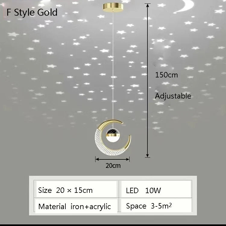 Starry Sky Projection Style Circular Led Pendant Light