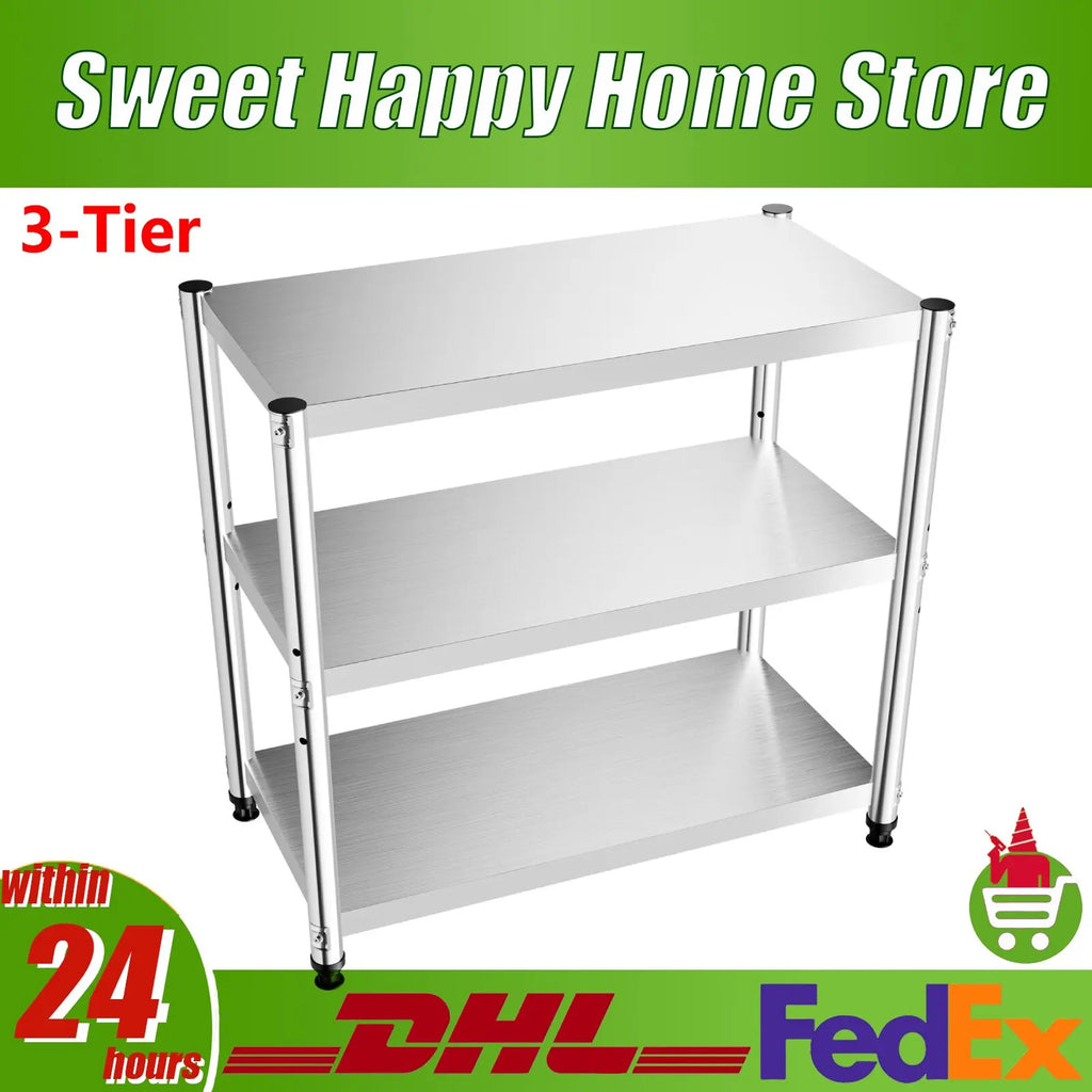 3-Tier 201 Stainless Steel Adjustable Storage Rack