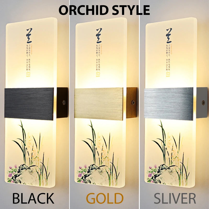 6W 10W LED Chinese Style Printing Wall Light