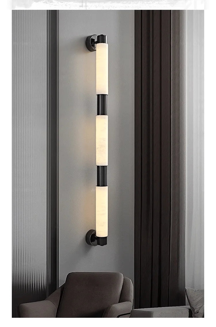 Black, Golden, marble wall lamp, Multiple Lengths