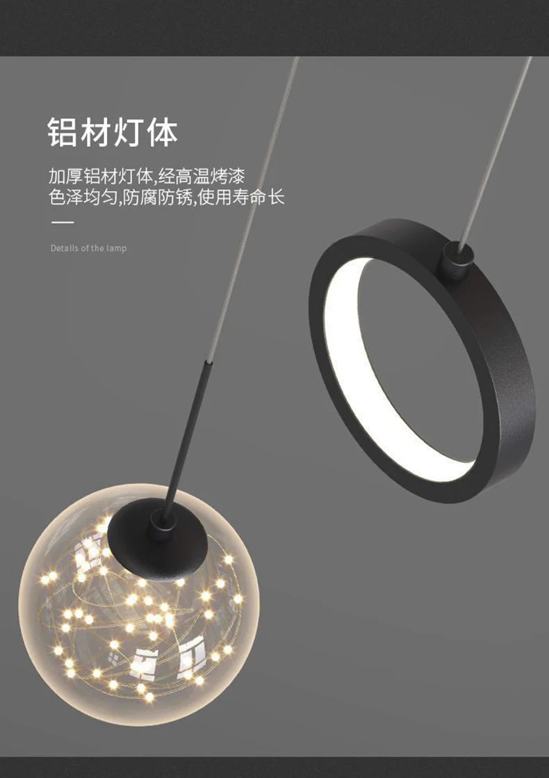 Starry Sky Projection Style Circular Led Pendant Light