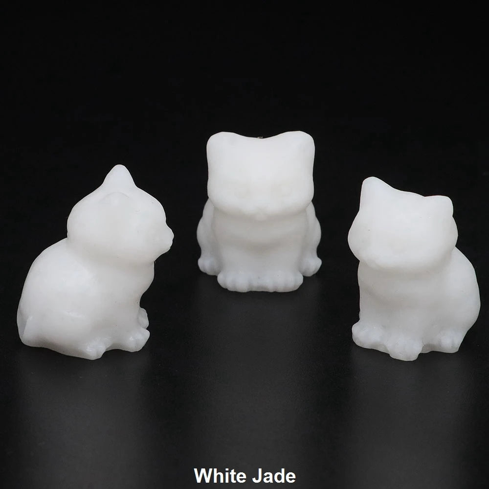 1.2" Mini Hand Carved Animal Kitty Figurine