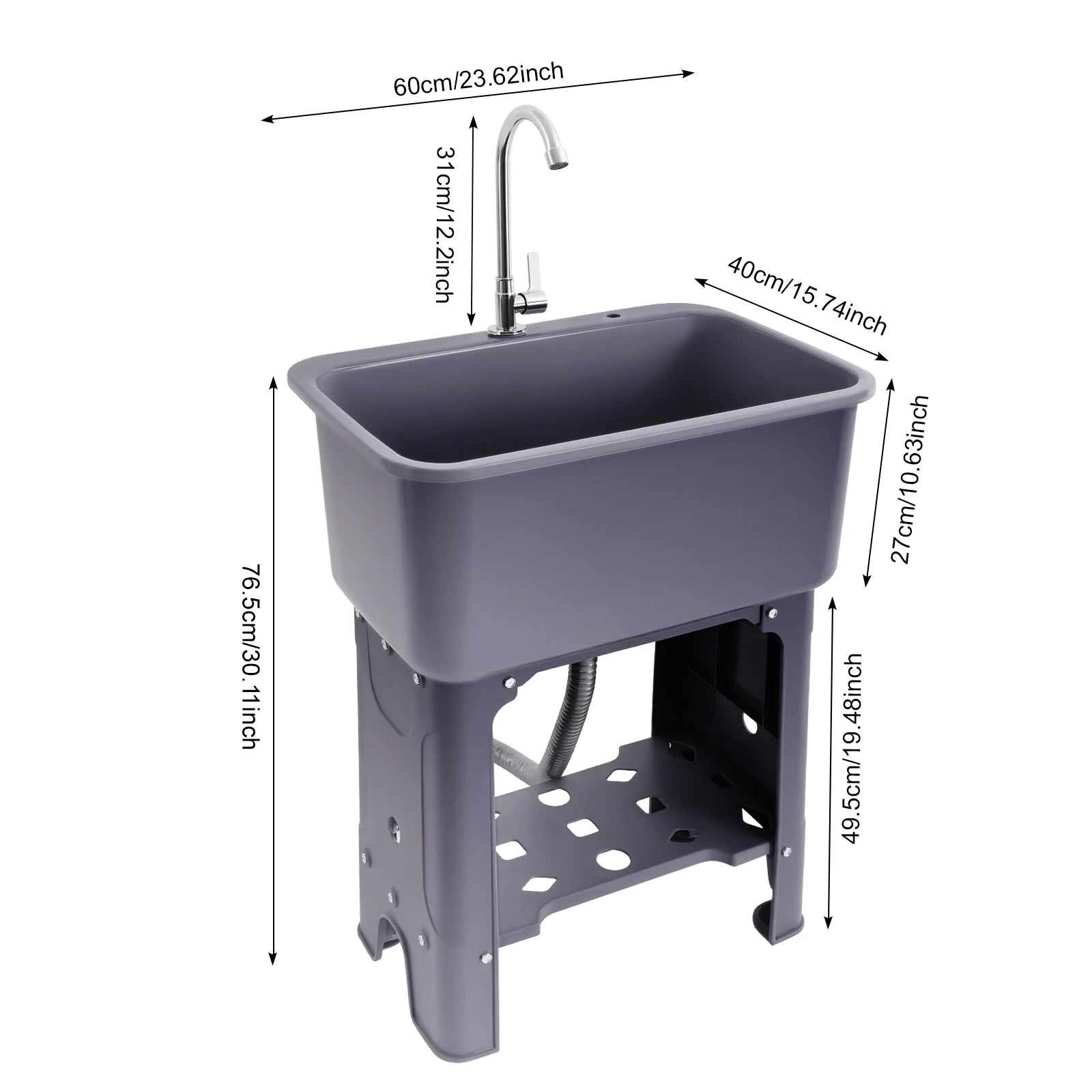 Black/Gray Floor-standing Large Sinks, Faucet, Drain