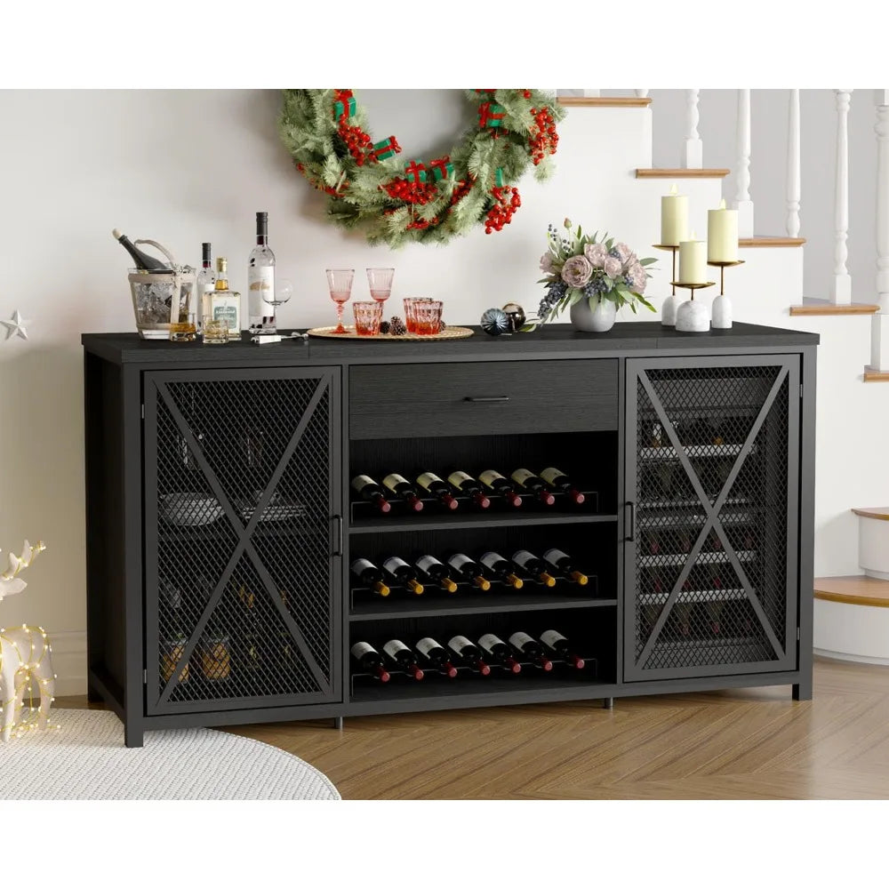 Long Coffee Bar, Wine, Liquor Cabinet, Fridge Space