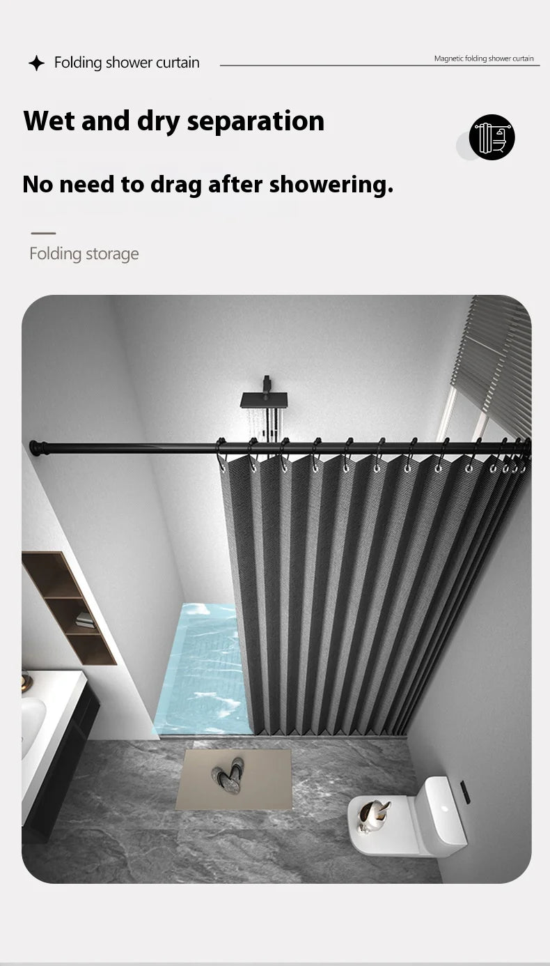 Bathroom Folding Shower Curtain