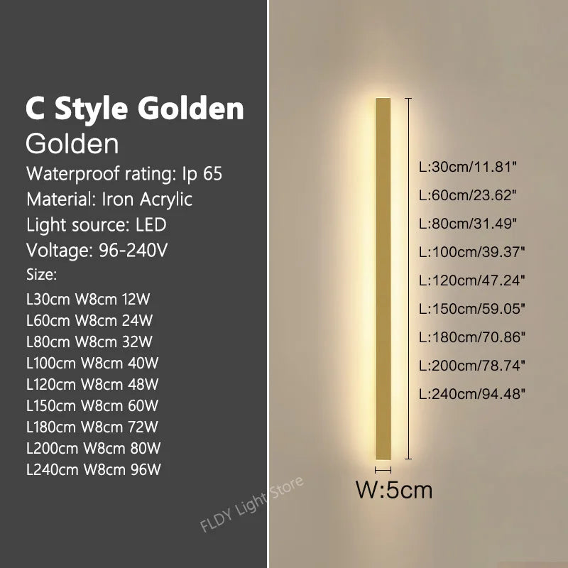 Long Strip Outdoor Waterproof Wall Garden Lights