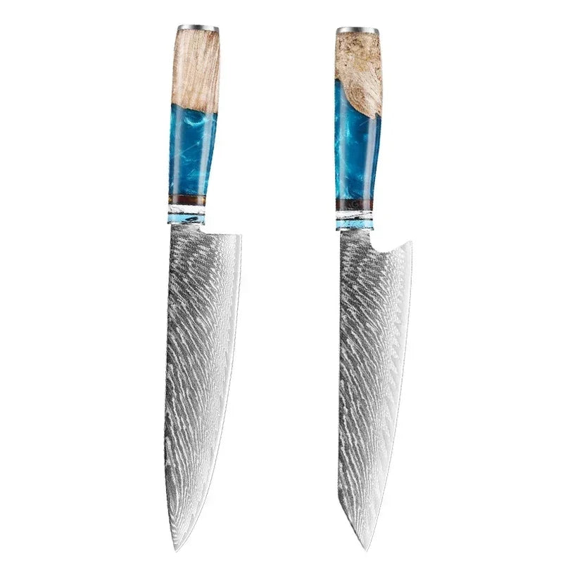 1-10pcs Japanese Damascus Kitchen Knives Set