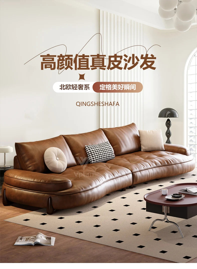 Brown Leatherette Floor Sofa, Reclining Style