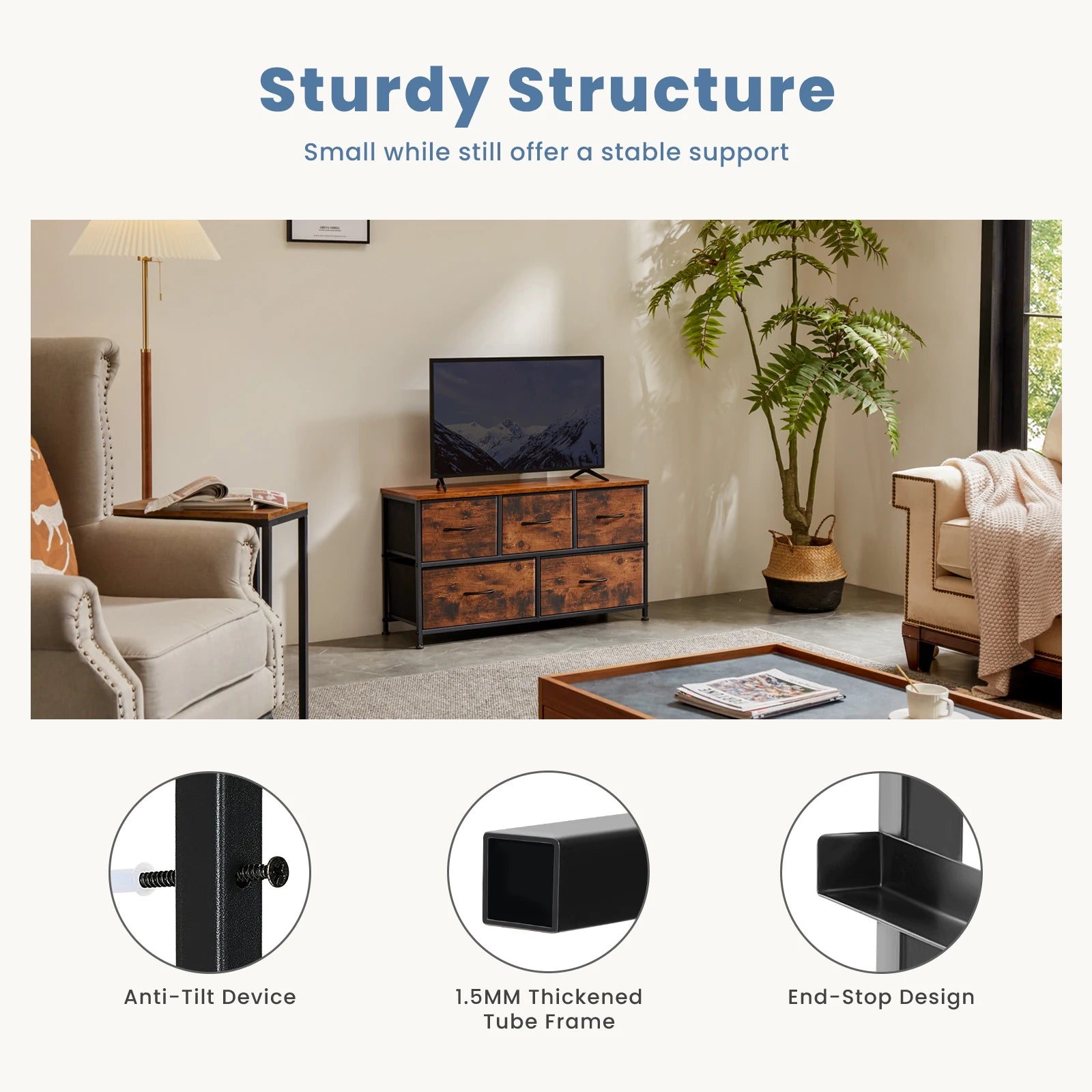 Cabinet With 5 Fabric Drawers, Wardrobe