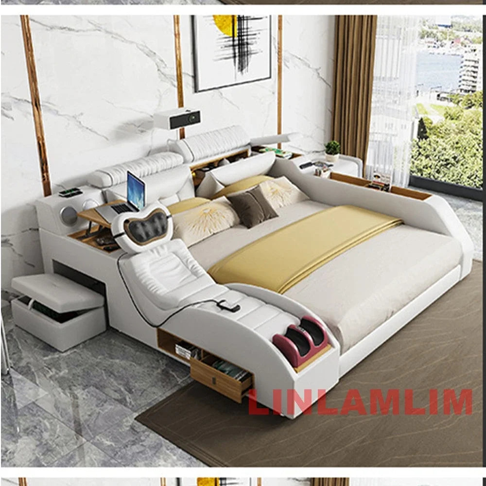 SMART BED 2 People, Ultimate Massage, Leather, Storage