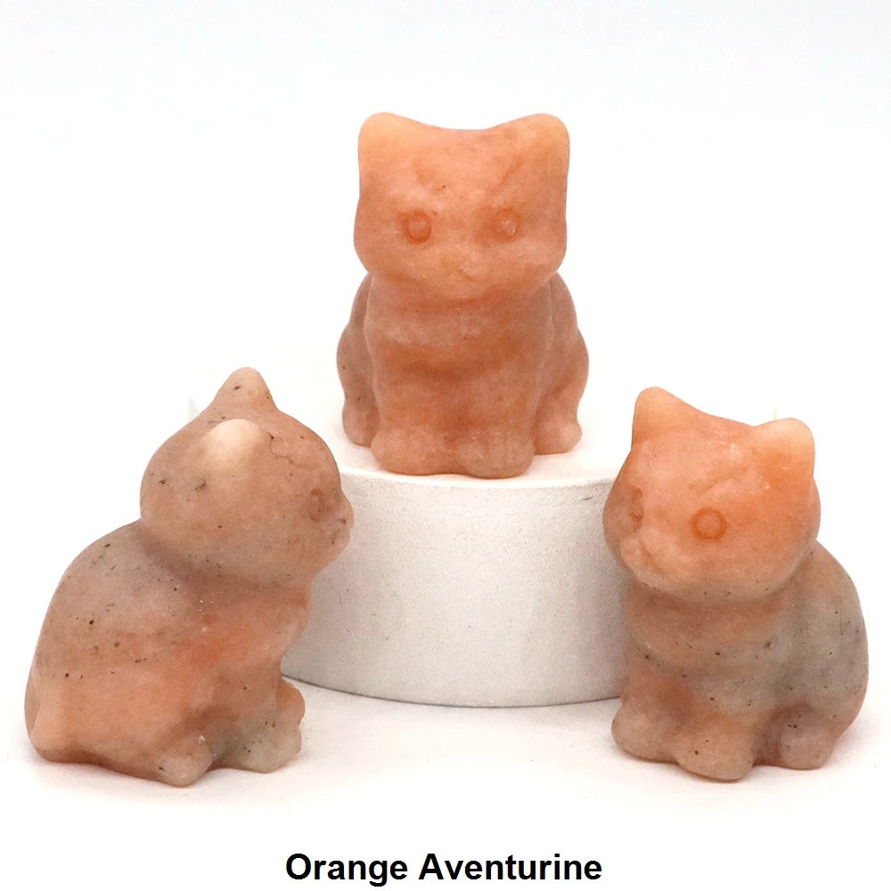 1.2" Mini Hand Carved Animal Kitty Figurine