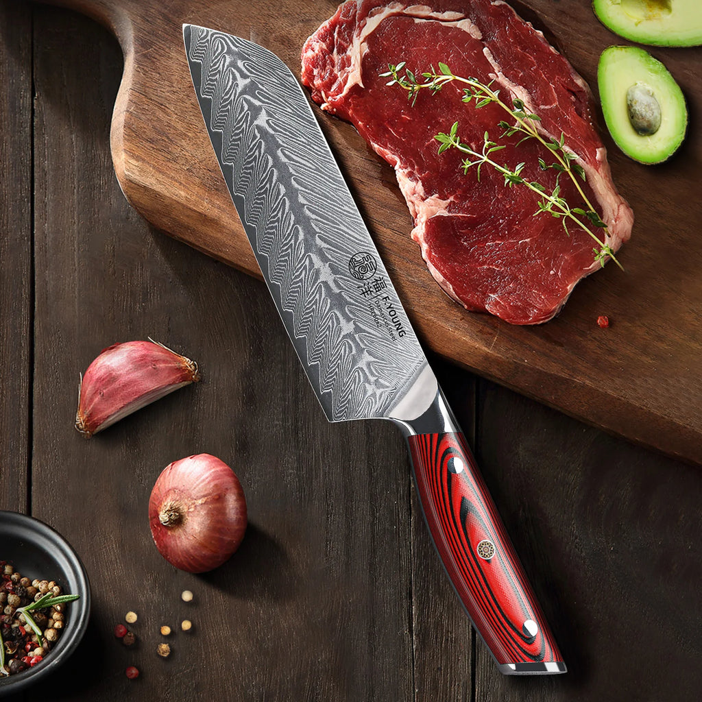 7 Inch Japanese Santoku Knife 67 Layer Damascus Steel