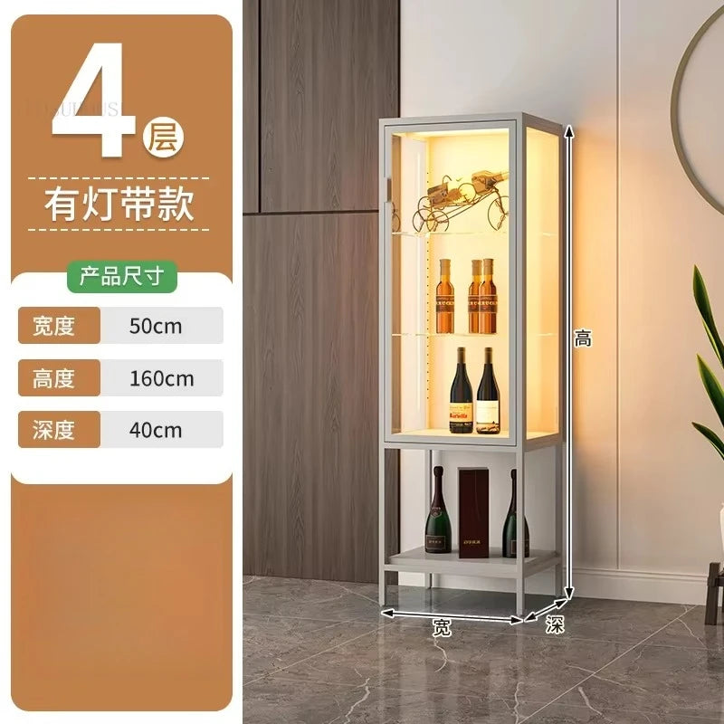 Glass Door Display Cabinet, Minimalist Light