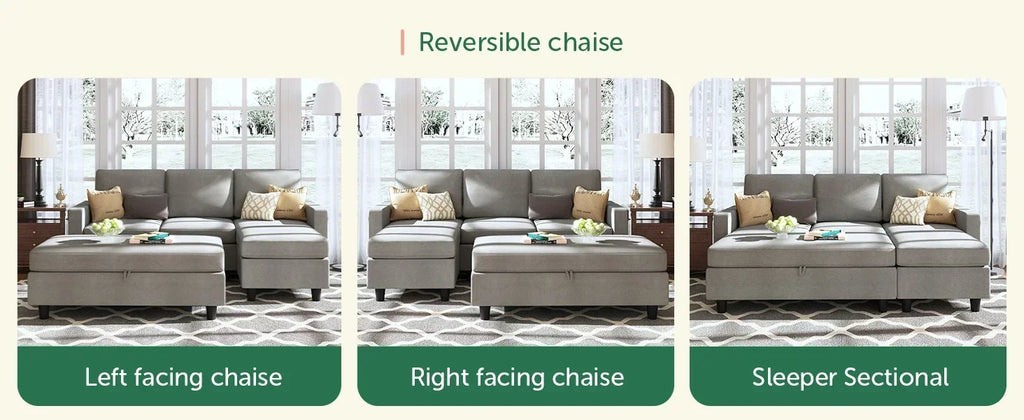 3-Pc. Convertible Sleeper, Storage