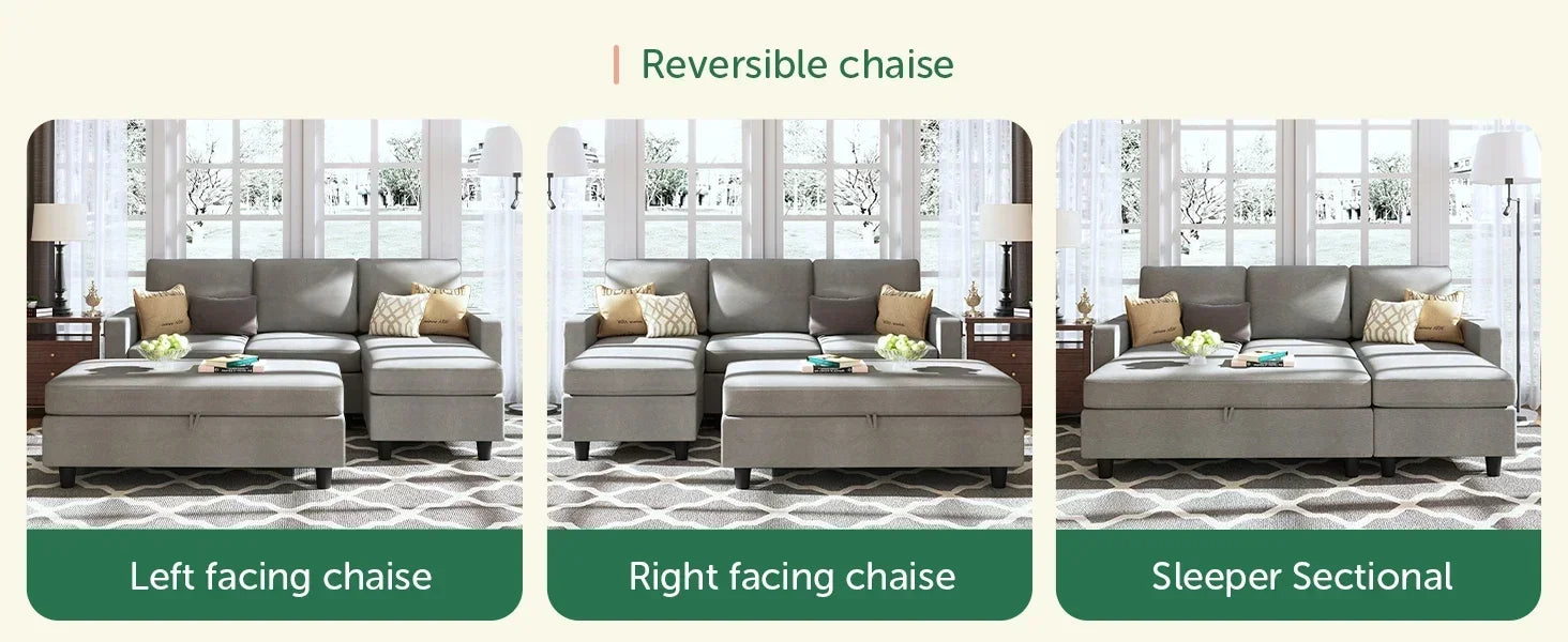 3-Pc. Convertible Sleeper, Storage