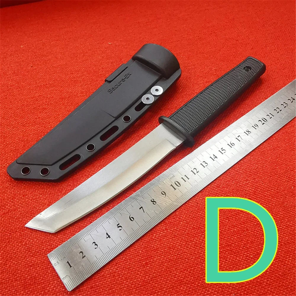 Hunting Knives, Black Blade, Rubberized Handle, Sheath