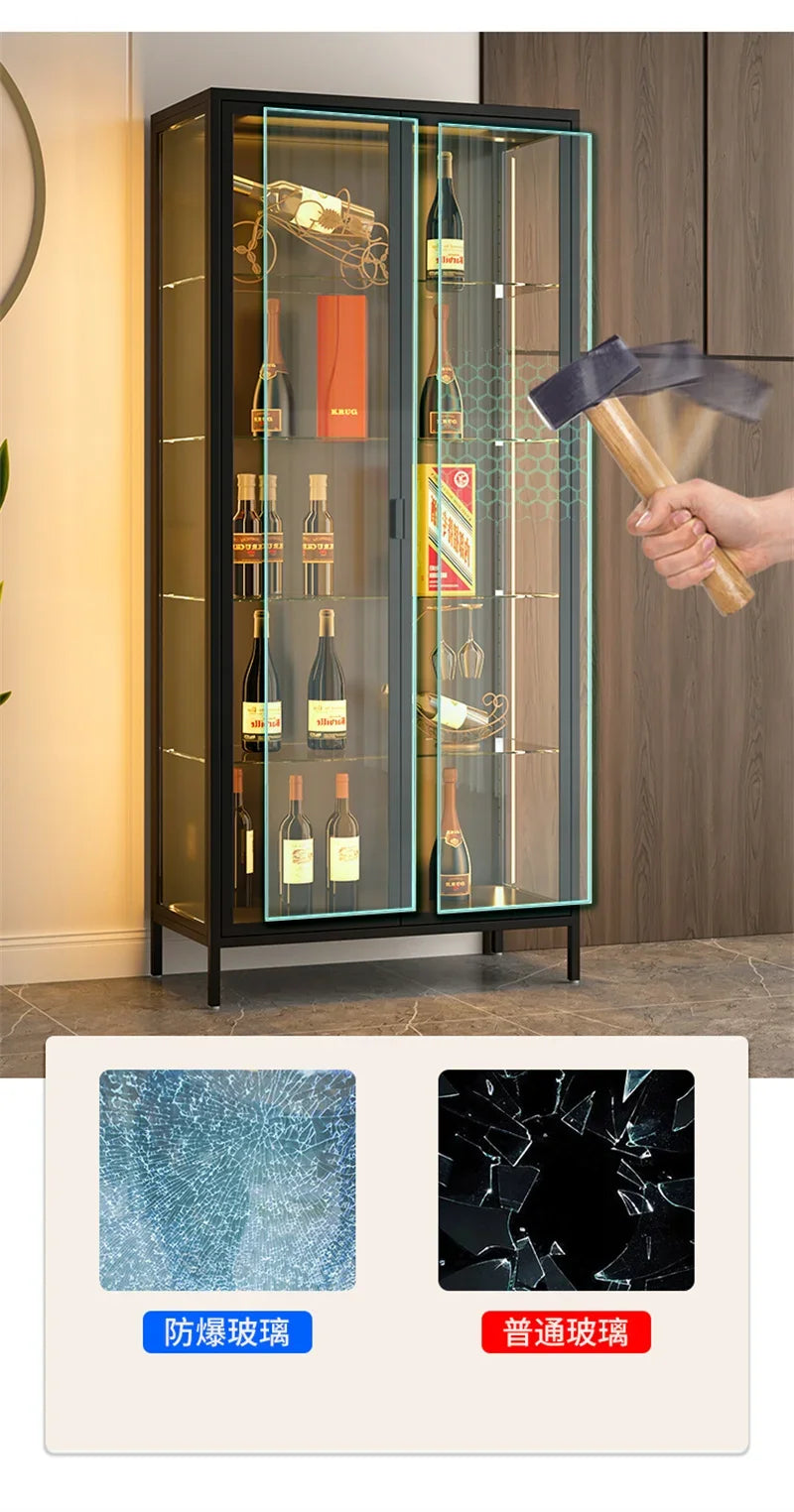 Glass Door Display Cabinet, Minimalist Light
