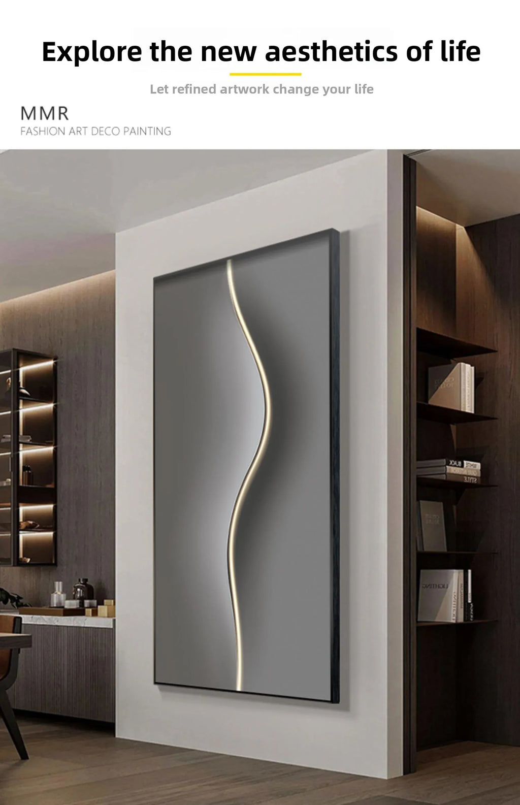 Abstract Line, Led Light, Hanging Mural Wall Lamp