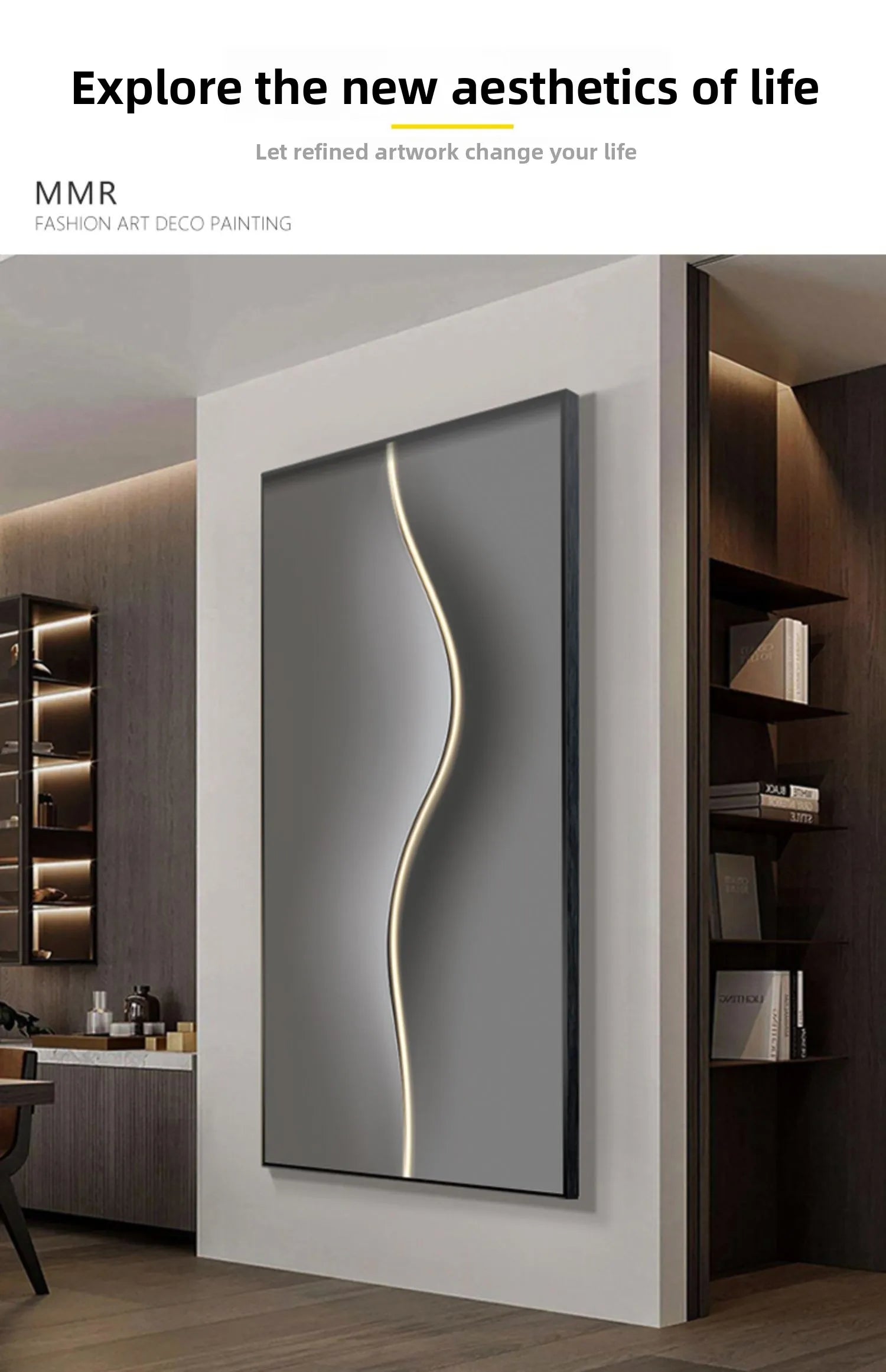 Abstract Line, Led Light, Hanging Mural Wall Lamp