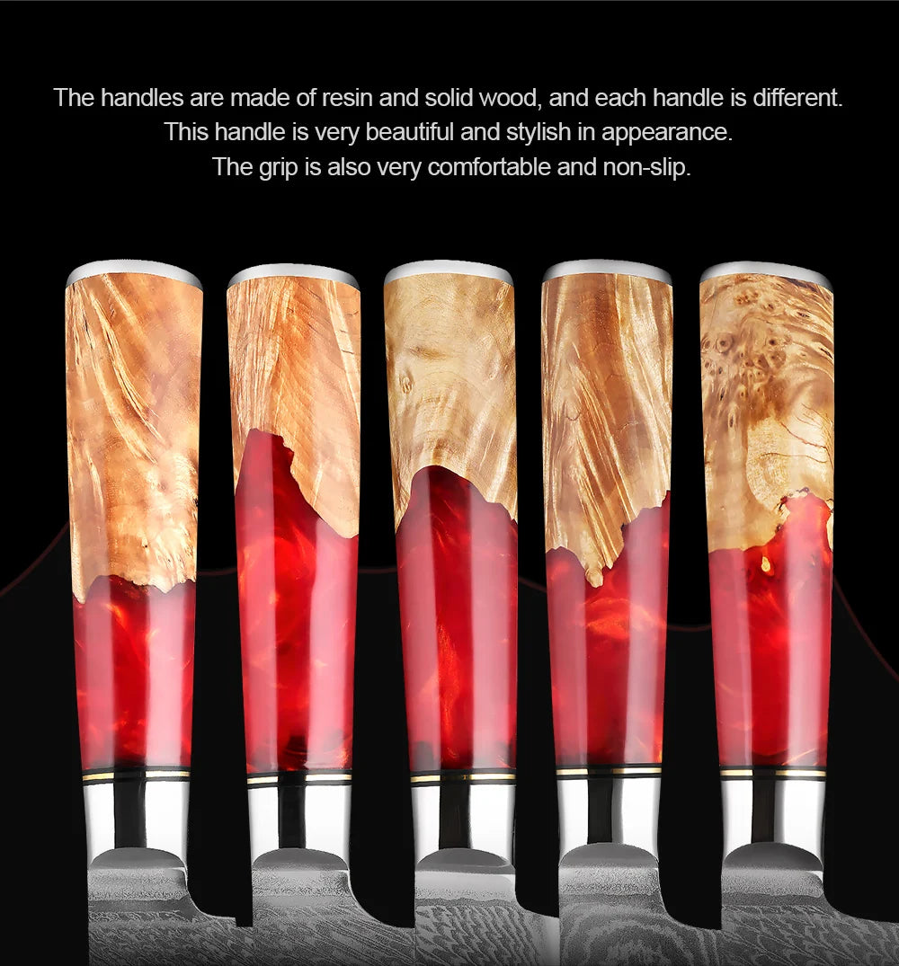 1-9Piece Damascus Steel Kitchen Knives Set