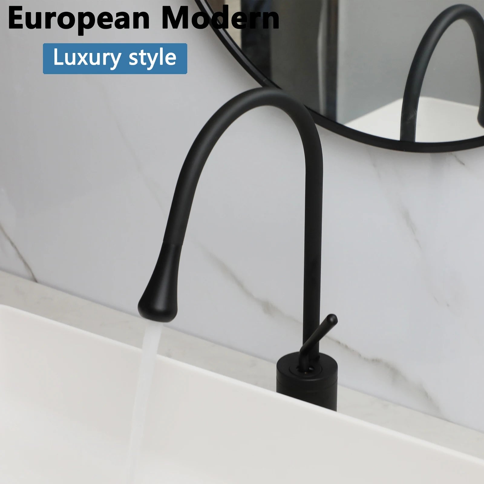 Blue Vessel Sink Deck Mounted, One Handle Faucet, Drain Set