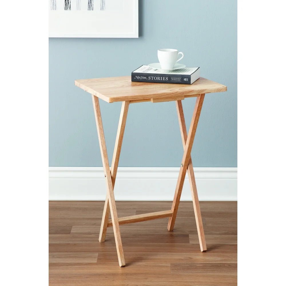 Folding TV Tray Table Lightweight, Solid Rubberwood