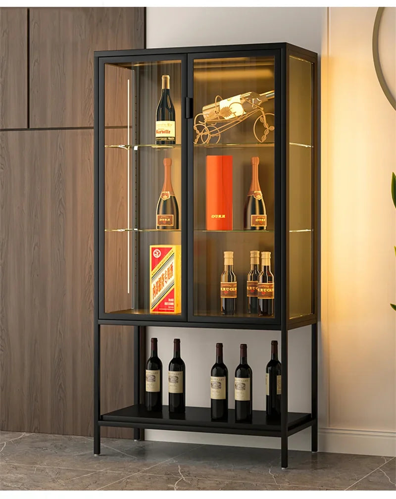 Glass Door Display Cabinet, Minimalist Light
