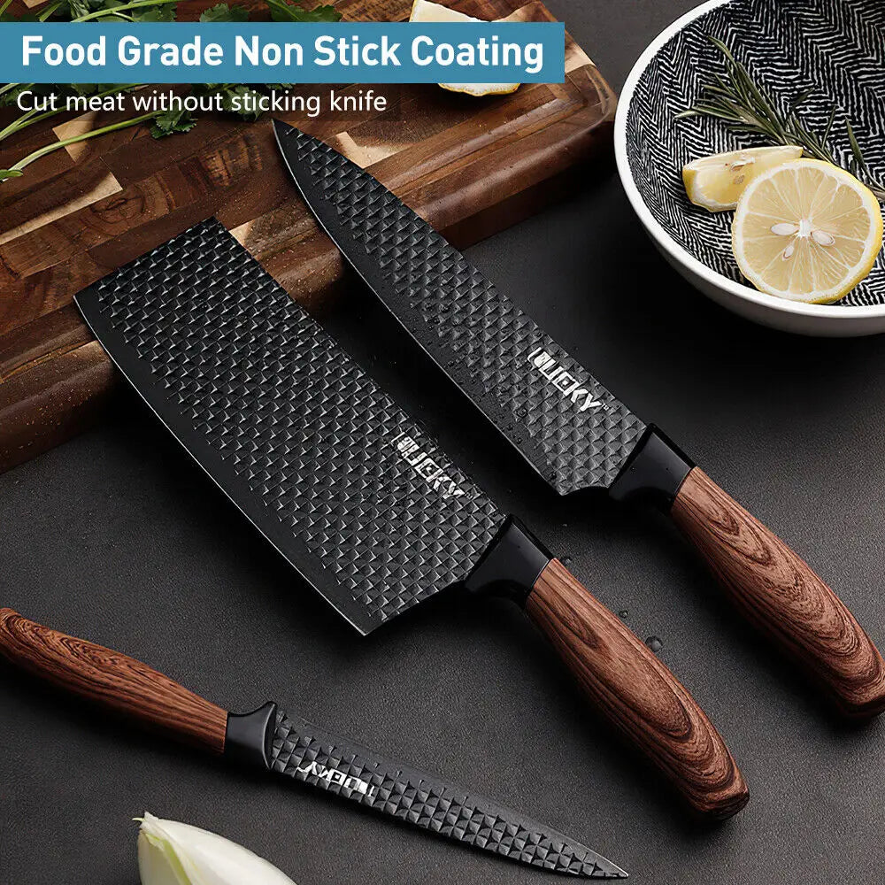 6pcs High Carbon Stainless Steel Knives, Wood Handle