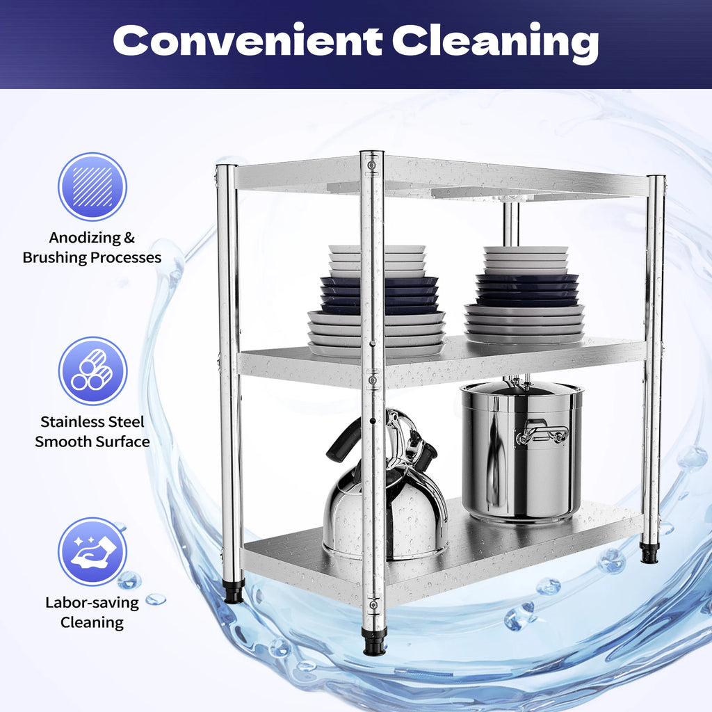 Stainless Steel Storage Rack,3-Tier Multi-functional Shelf