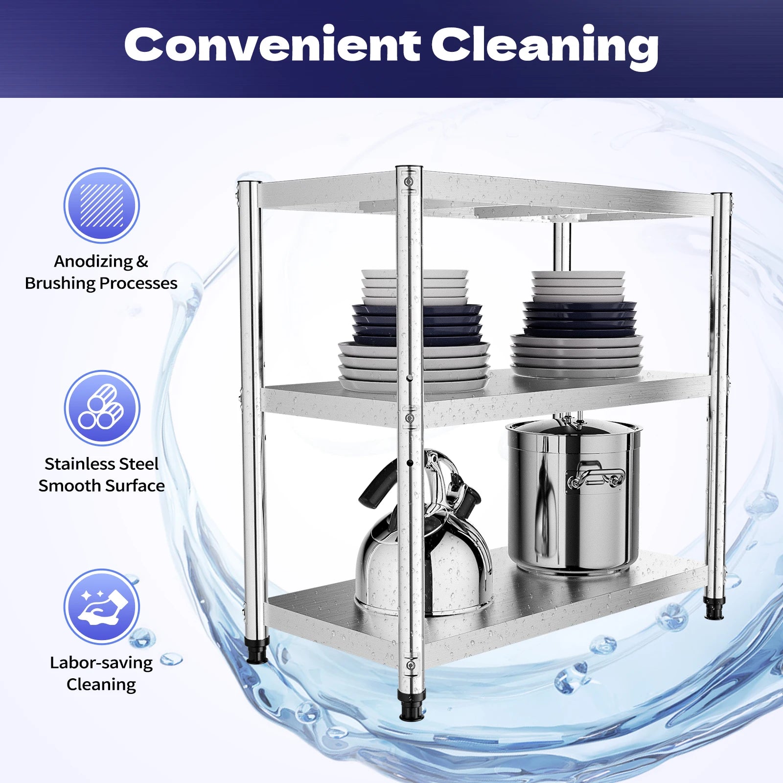 Stainless Steel Storage Rack,3-Tier Multi-functional Shelf