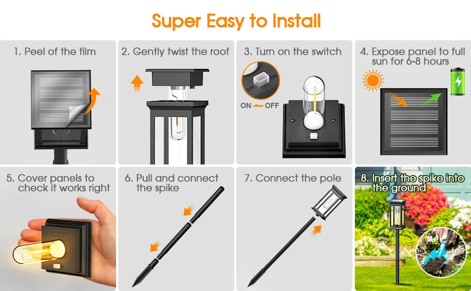 Solar Lights, Warm White, Yard/Garden Walkway