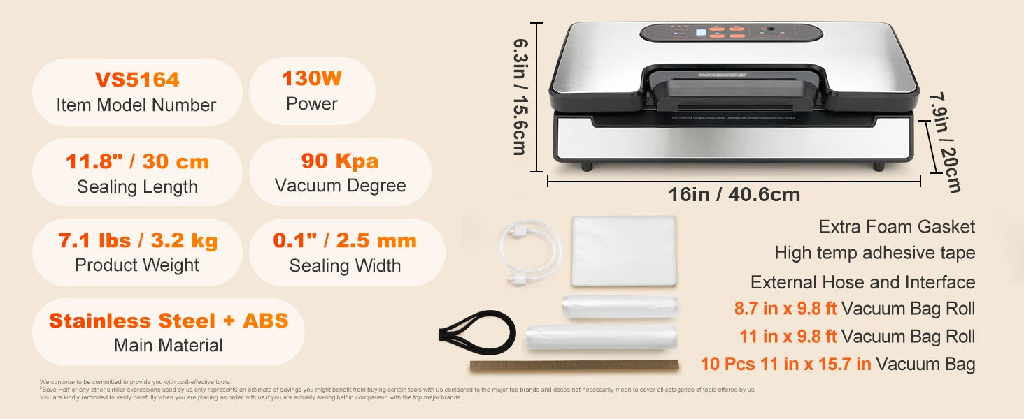 Vacuum Sealer Food Packaging Machine with 10 bags