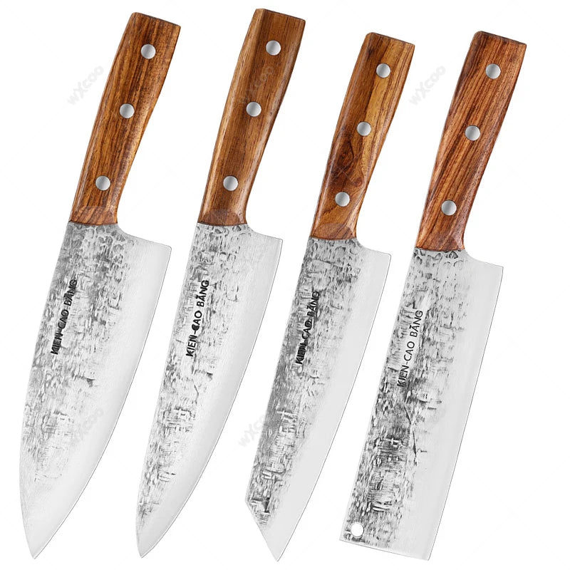 1-5pcs Japanese Kitchen Knives Set Stainless Steel Forged
