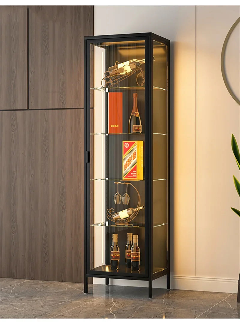 Glass Door Display Cabinet, Minimalist Light