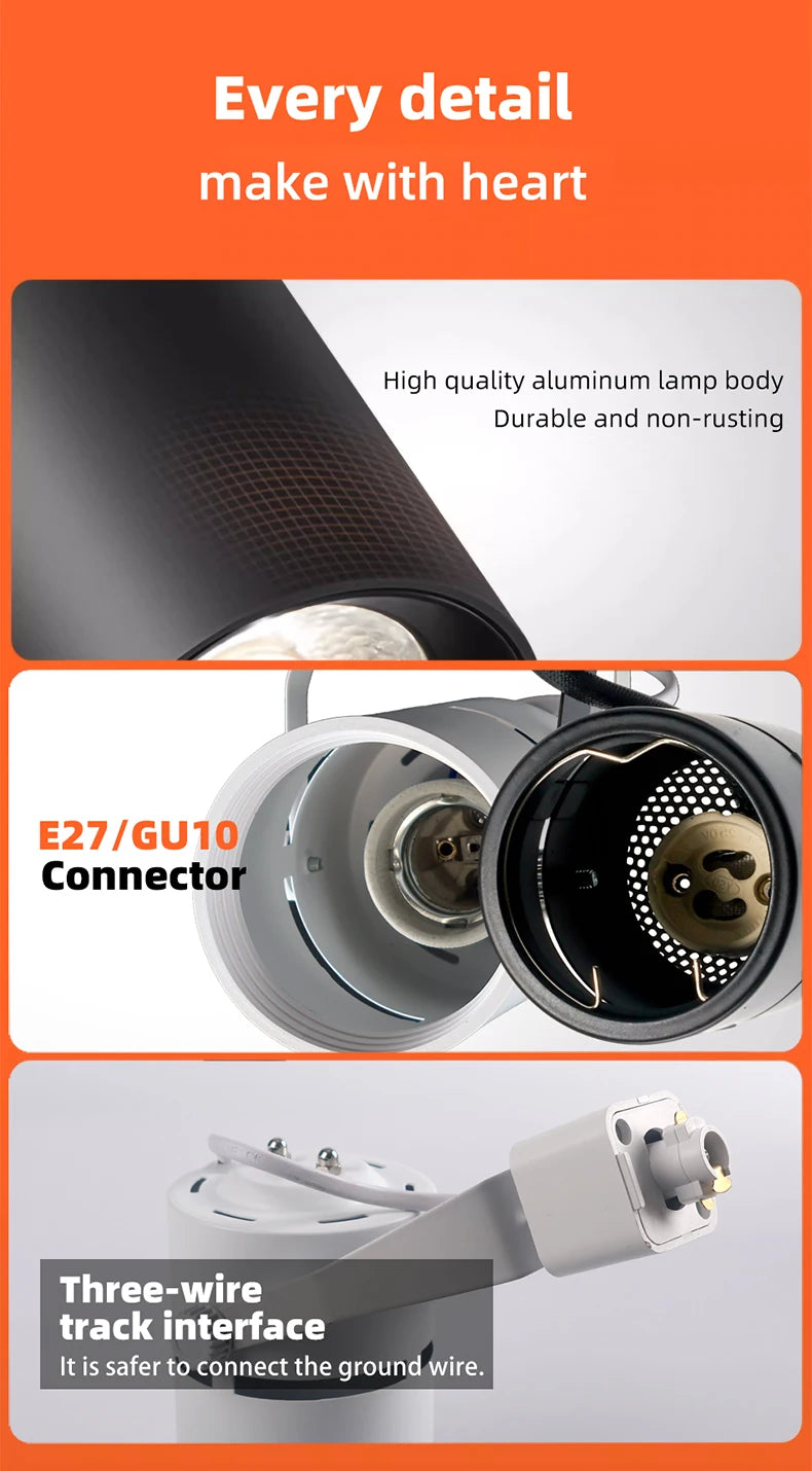 Led, Incandescent Track Light 5-10W, White, Black