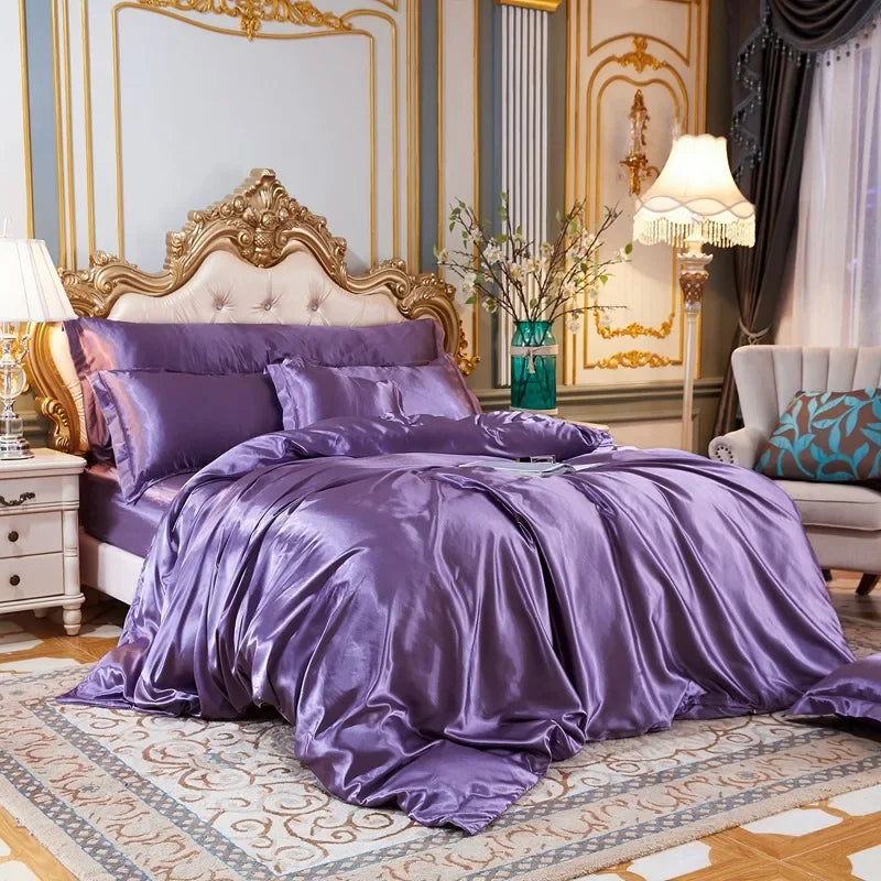 Satin Bedding Set, Duvet Cover, Bed Sheet, Pillowcase,