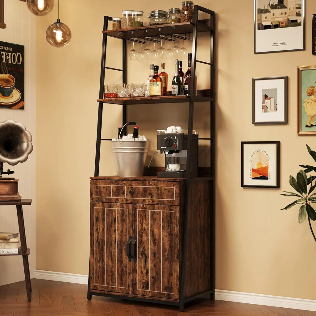 Bakers Rack with Cabinet 70.8" Microwave Stand