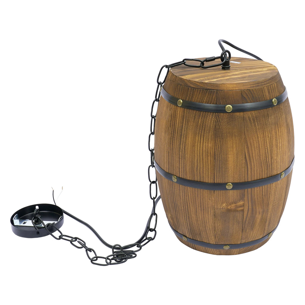 Wood Wine Barrel Pendant Light, Industrial Ceiling Lamp