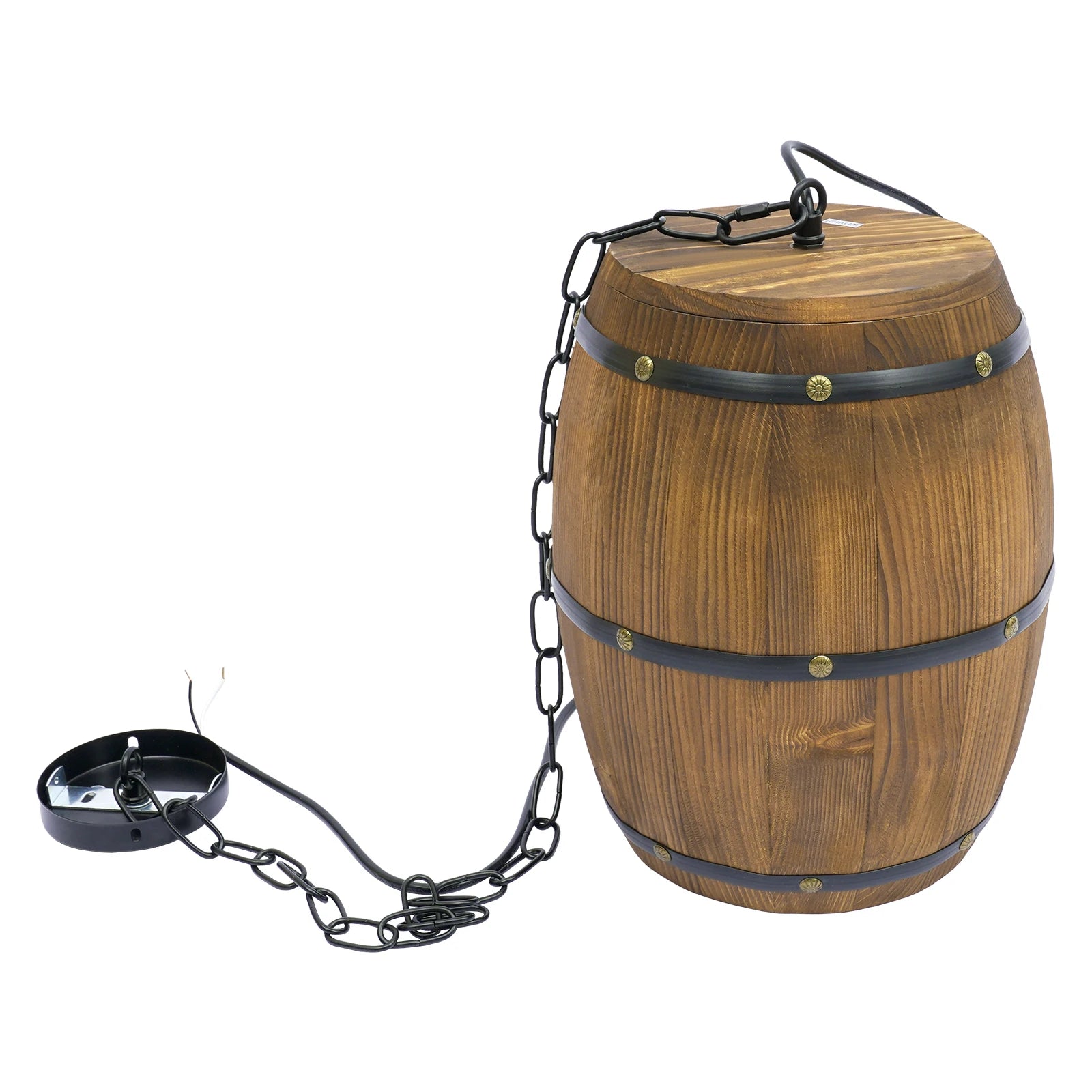 Wood Wine Barrel Pendant Light, Industrial Ceiling Lamp