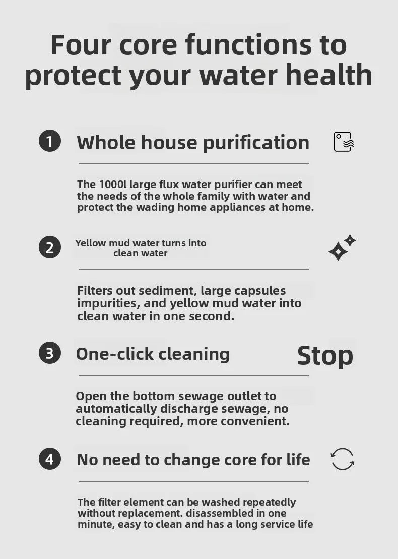 Whole house direct drinking ultrafiltration filter