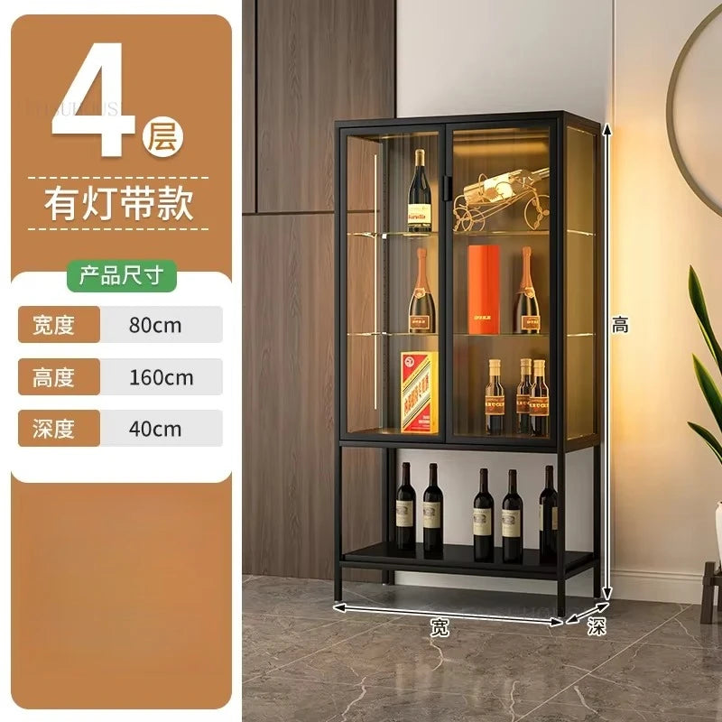 Glass Door Display Cabinet, Minimalist Light