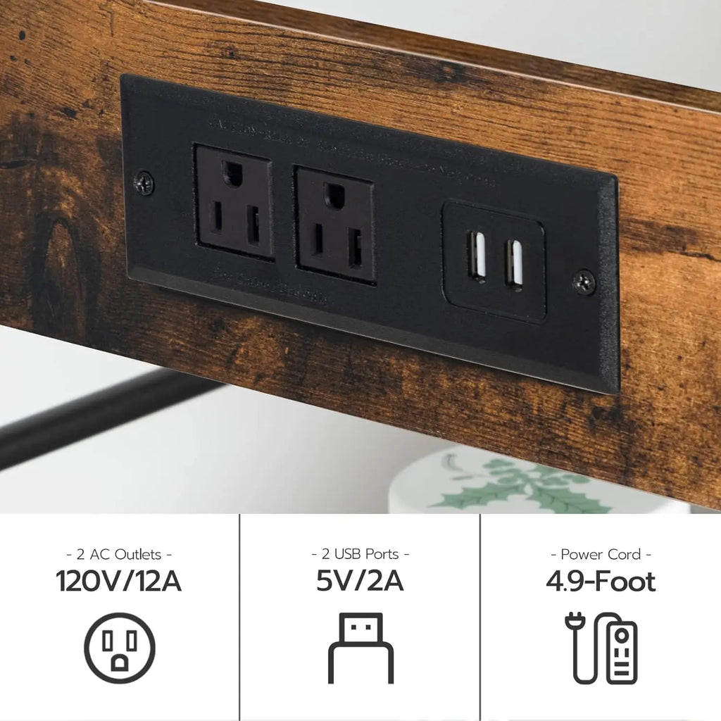 Kitchen Island Table with Power Outlet, 35.4" L