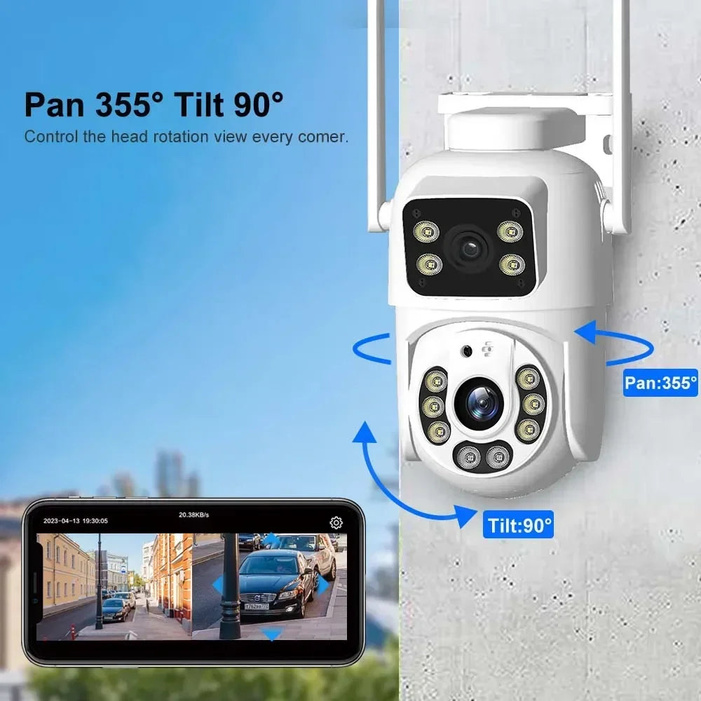Camera Dual Lens Outdoor CCTV Security Protection