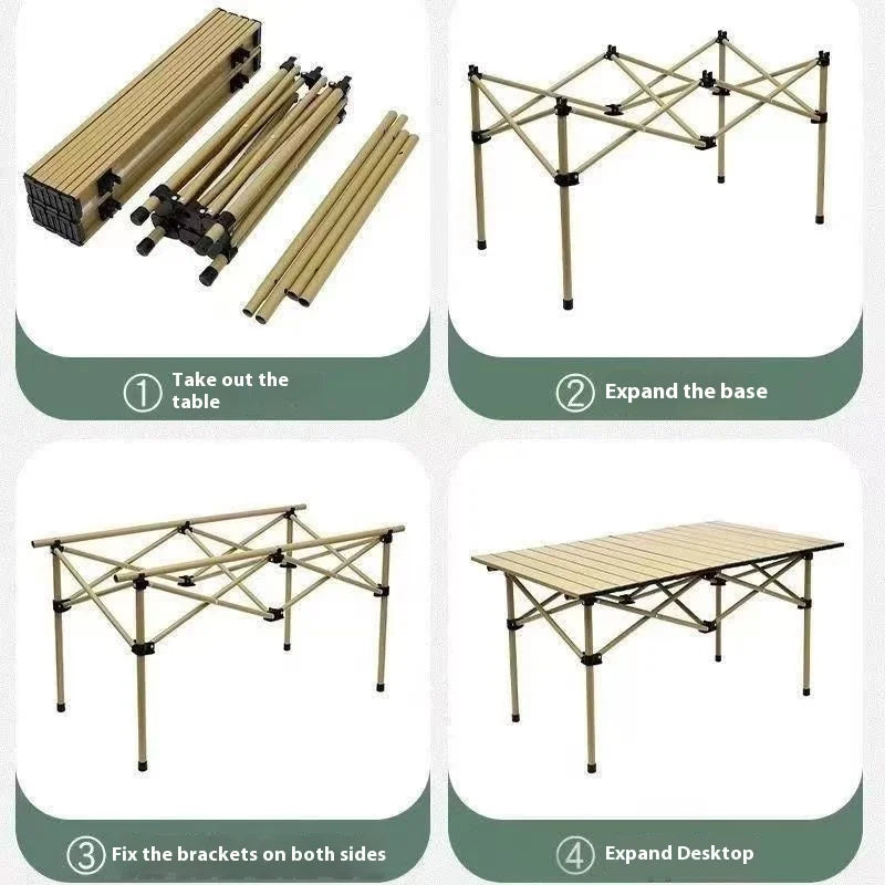 Aluminum Camping Table, Adjustable Height Fast Setup