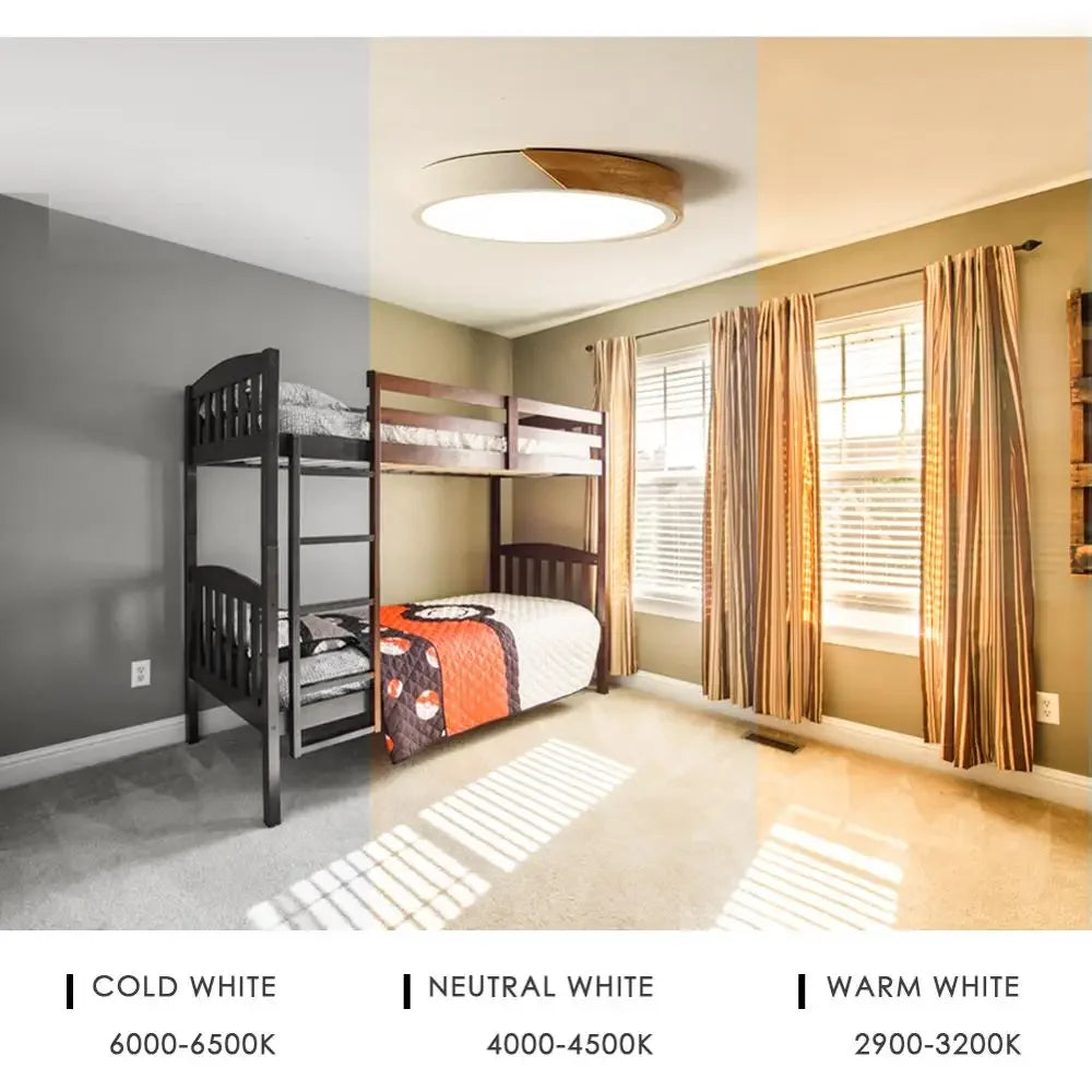 LED Ceiling Light, Wood Plus Multicolors