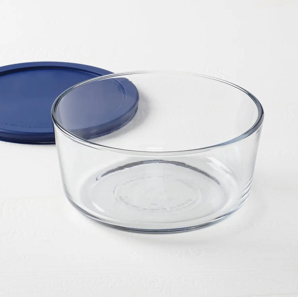 Glass Food Storage Container, Lid, 7 Cup Round