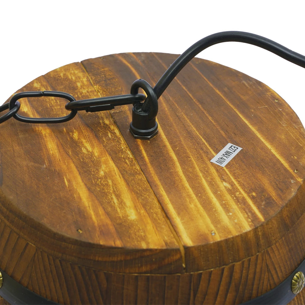 Wood Wine Barrel Pendant Light, Industrial Ceiling Lamp