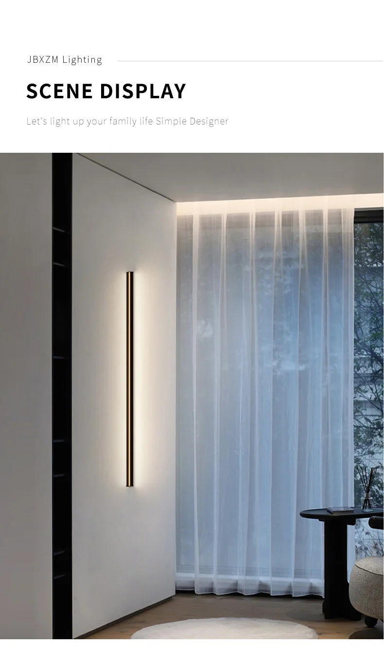 Wall lamp long strip black background
