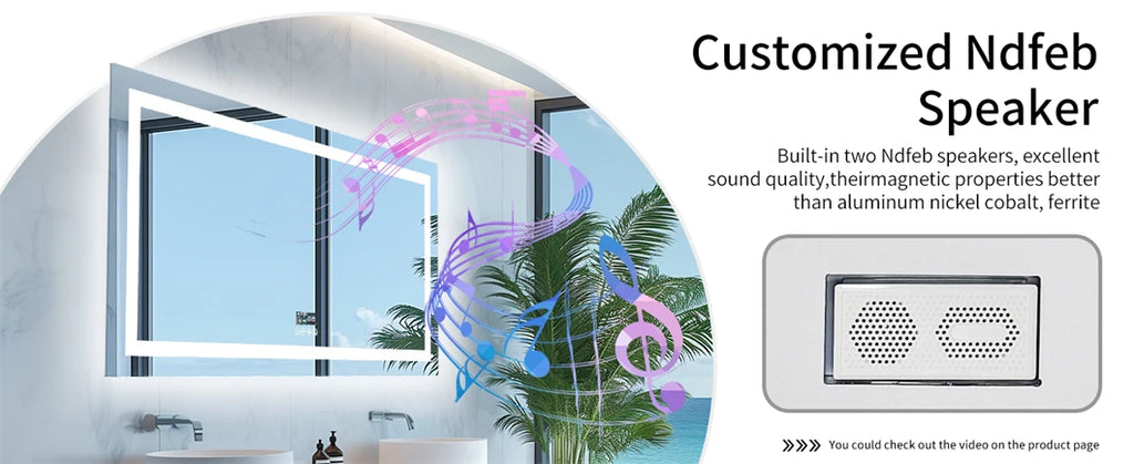 XXL Bathroom Mirror Smart LED Vanity Mirror Wall Mounted with Bluetooth, Digital Display, Back Front Lit,Anti Fog for Hotel Hall