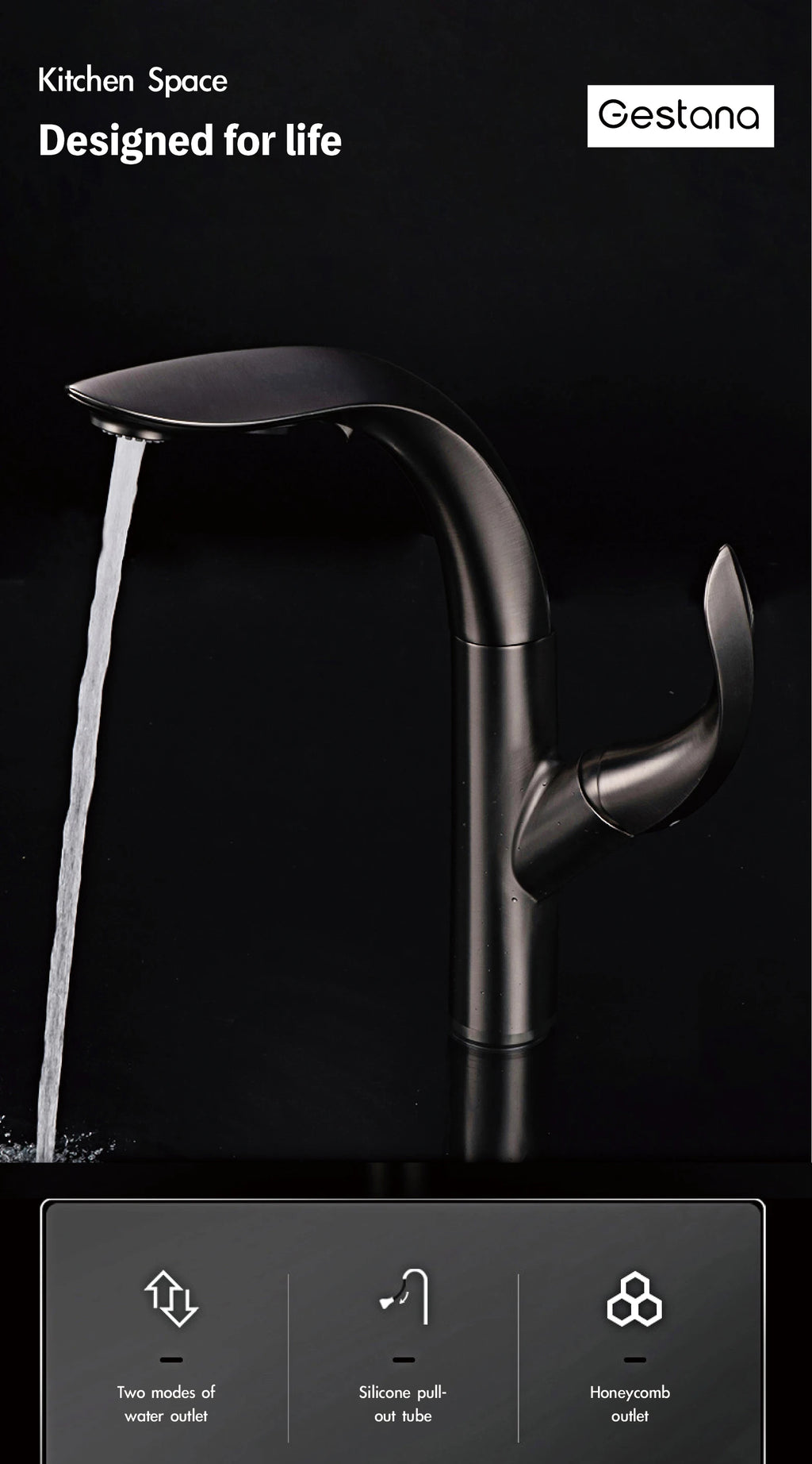 gold kitchen faucet, pull-out, 2 function Sprayer